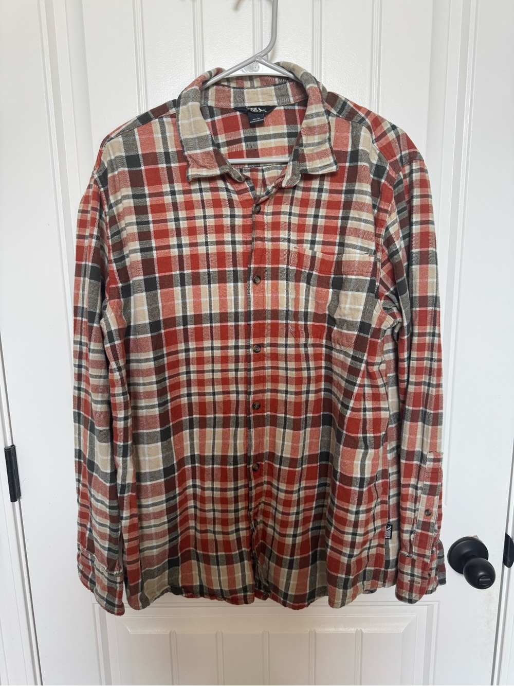 Eddie Bauer Rust, Tan & Gray Plaid Button-Down Shirt
